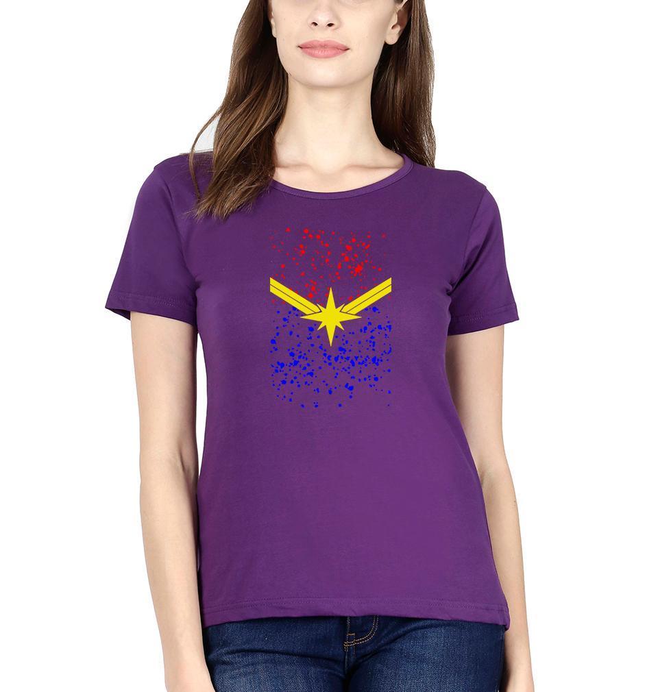 Captain marvel Womens Half Sleeves T-Shirts-FunkyTradition Half Sleeves T-Shirt FunkyTradition