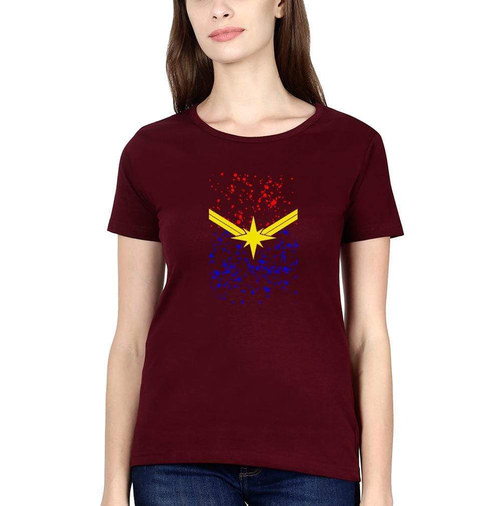 Captain marvel Womens Half Sleeves T-Shirts-FunkyTradition Half Sleeves T-Shirt FunkyTradition