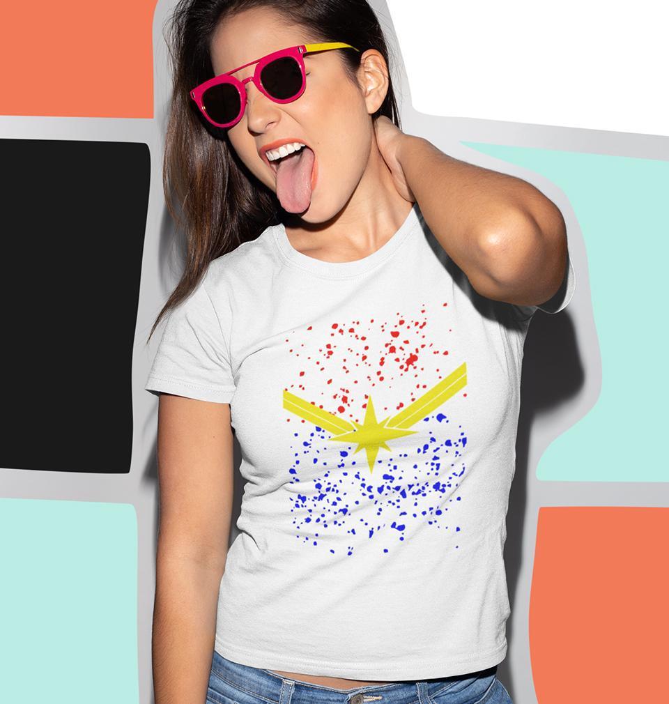 Captain marvel Womens Half Sleeves T-Shirts-FunkyTradition Half Sleeves T-Shirt FunkyTradition