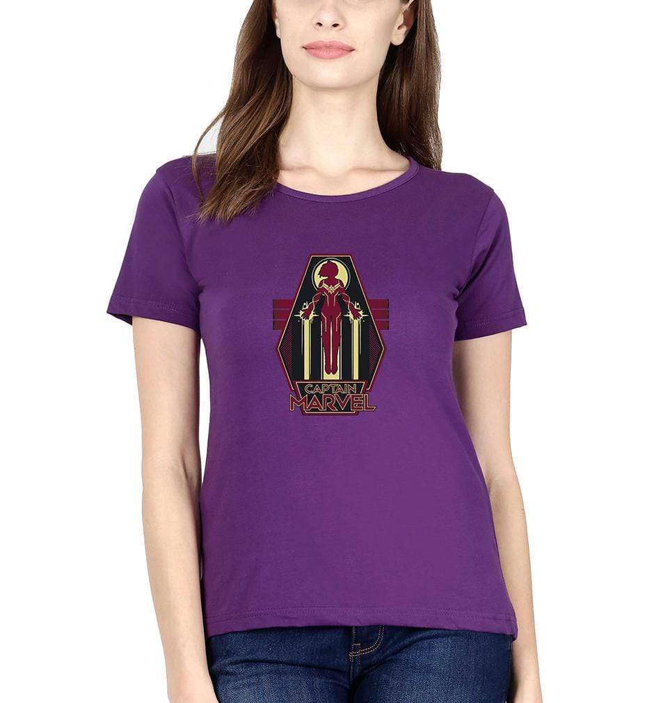 Captain marvel Womens Half Sleeves T-Shirts-FunkyTradition Half Sleeves T-Shirt FunkyTradition