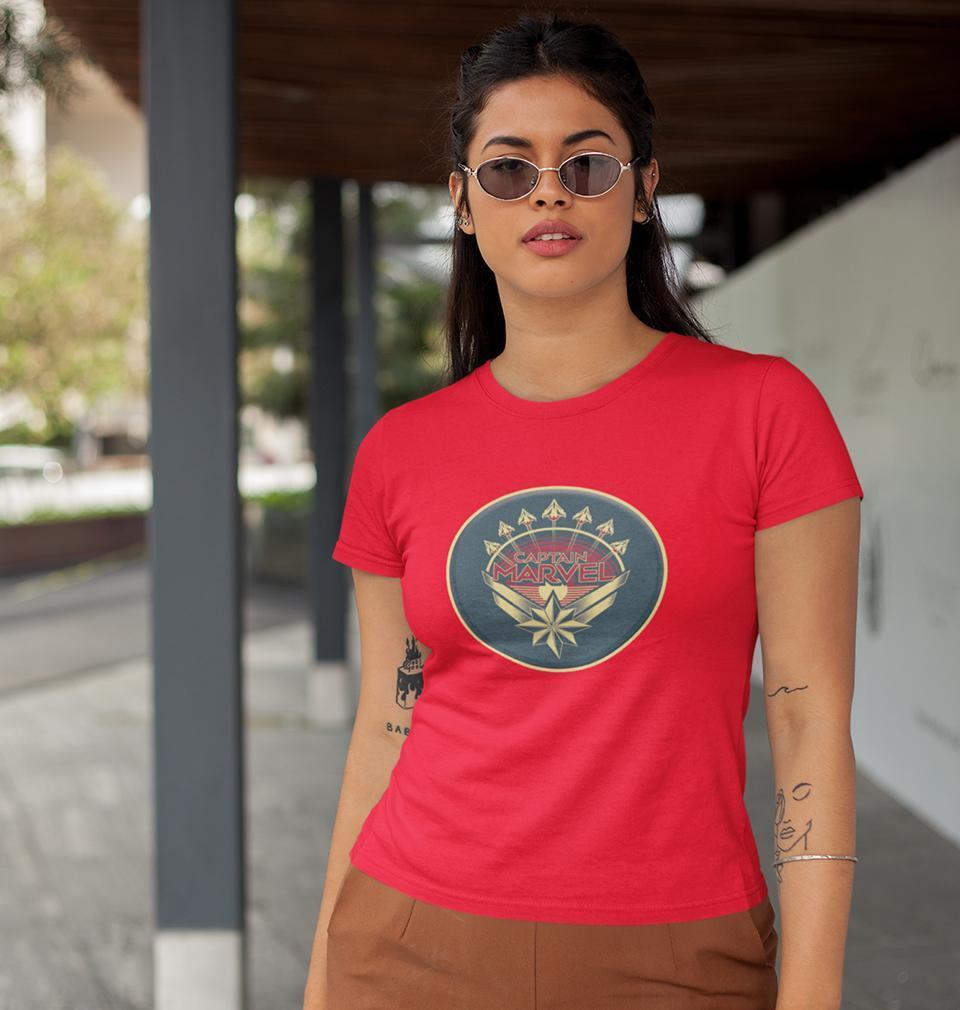Captain marvel Womens Half Sleeves T-Shirts-FunkyTradition Half Sleeves T-Shirt FunkyTradition