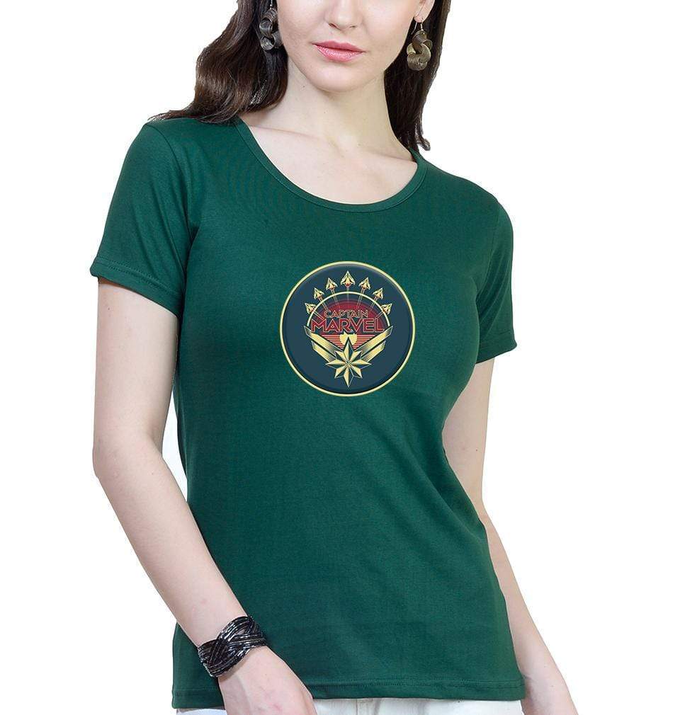 Captain marvel Womens Half Sleeves T-Shirts-FunkyTradition Half Sleeves T-Shirt FunkyTradition