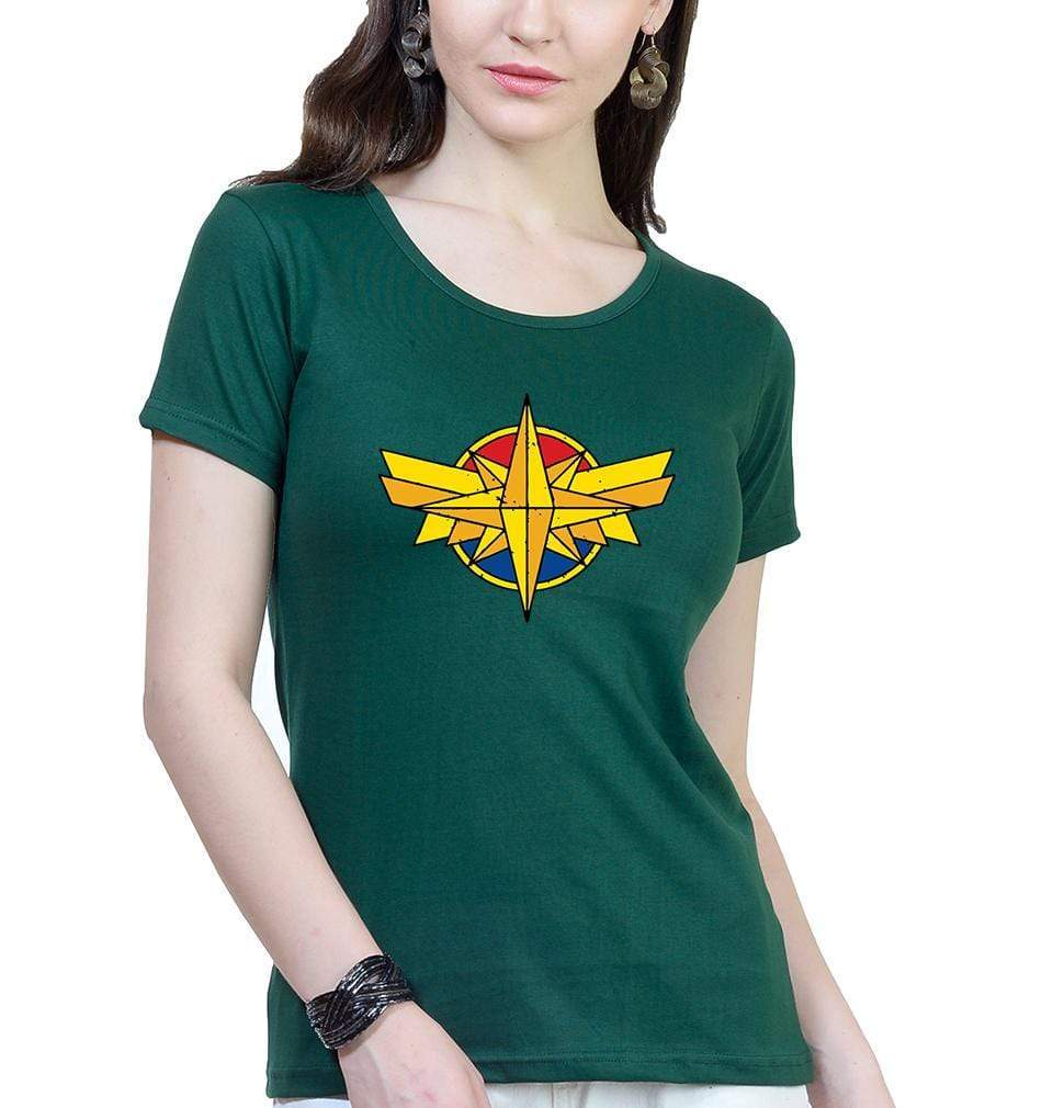 Captain marvel Womens Half Sleeves T-Shirts-FunkyTradition Half Sleeves T-Shirt FunkyTradition