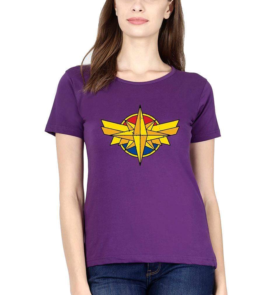 Captain marvel Womens Half Sleeves T-Shirts-FunkyTradition Half Sleeves T-Shirt FunkyTradition