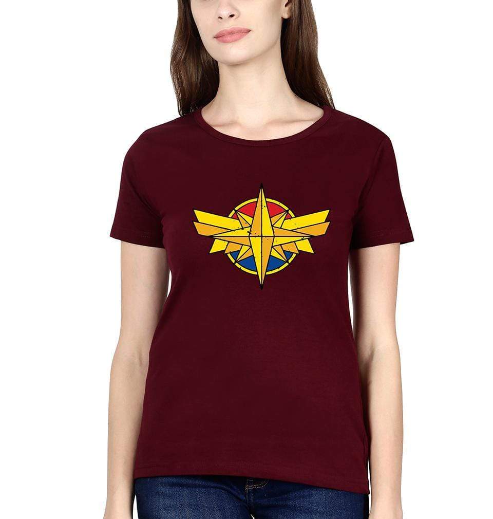 Captain marvel Womens Half Sleeves T-Shirts-FunkyTradition Half Sleeves T-Shirt FunkyTradition