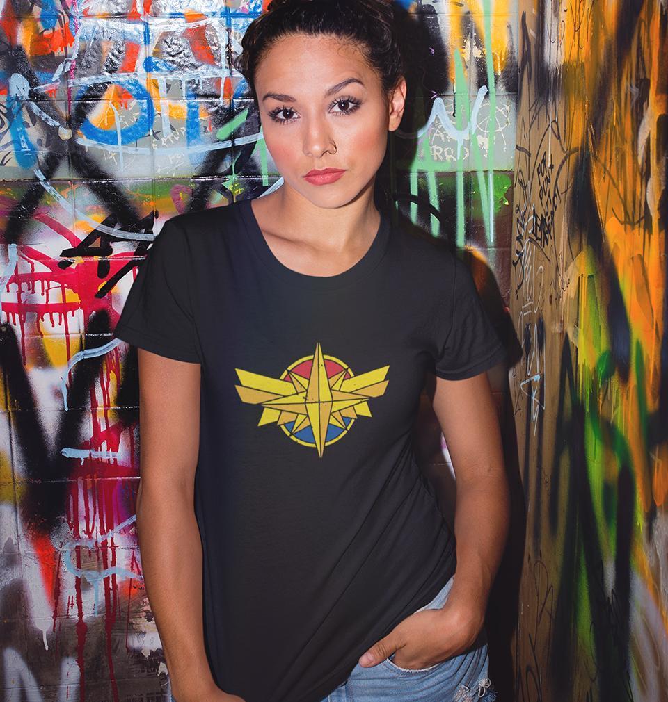 Captain marvel Womens Half Sleeves T-Shirts-FunkyTradition Half Sleeves T-Shirt FunkyTradition