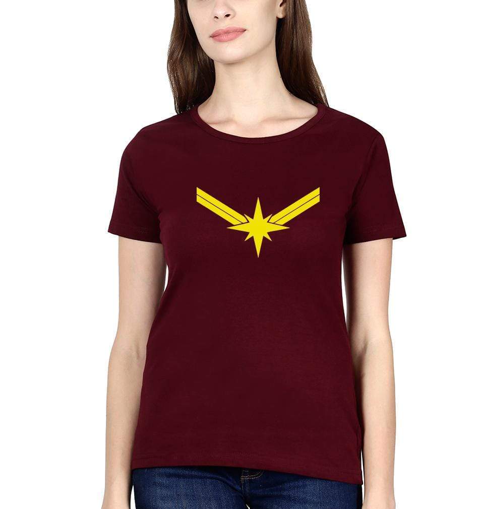 Captain marvel Womens Half Sleeves T-Shirts-FunkyTradition Half Sleeves T-Shirt FunkyTradition