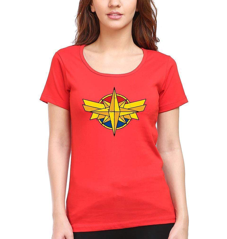 Captain marvel Womens Half Sleeves T-Shirts-FunkyTradition Half Sleeves T-Shirt FunkyTradition