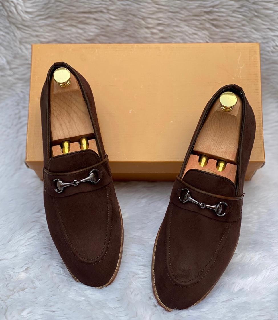 Classic Suede Leather Handmade Wooden Sole Slip On For Men-FunkyTradition - FunkyTradition