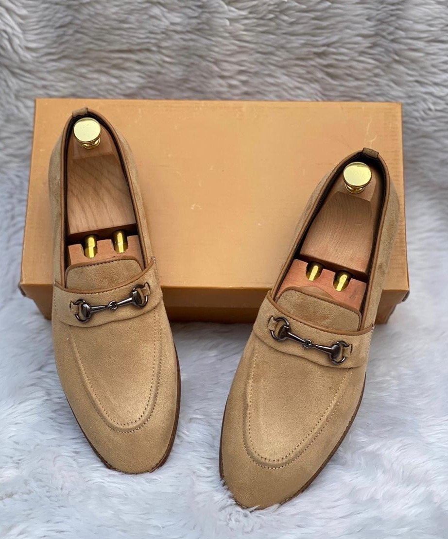 Classic Suede Leather Handmade Wooden Sole Slip On For Men-FunkyTradition - FunkyTradition