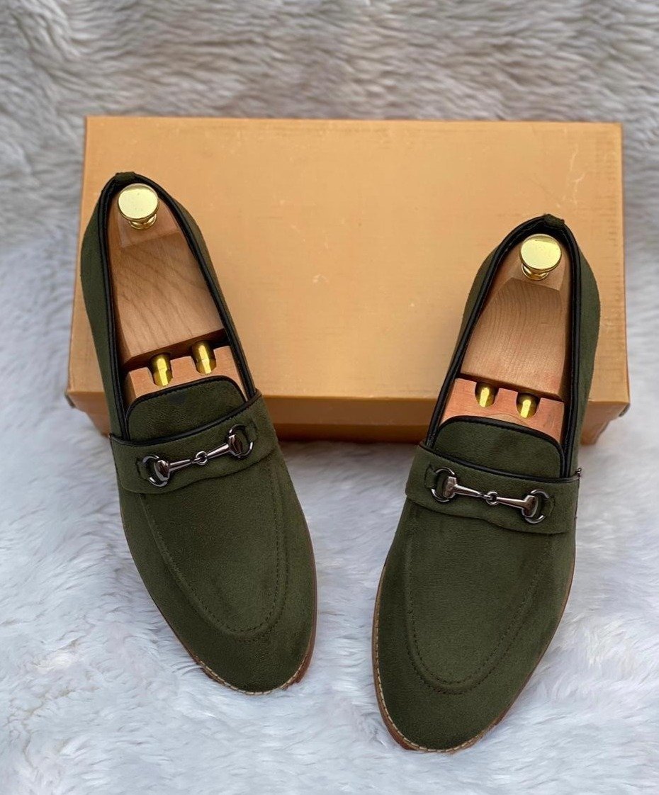 Classic Suede Leather Handmade Wooden Sole Slip On For Men-FunkyTradition - FunkyTradition