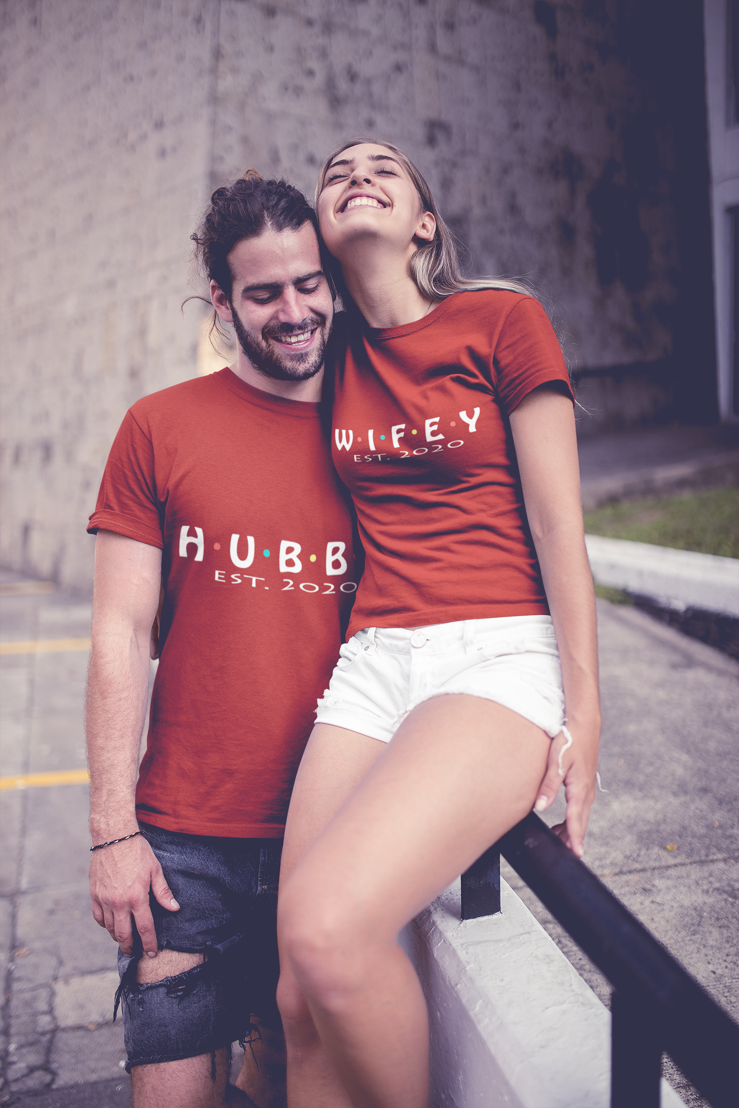 Hubby Wife Couple Pre Wedding Photoshoot Half Sleeves T-Shirts