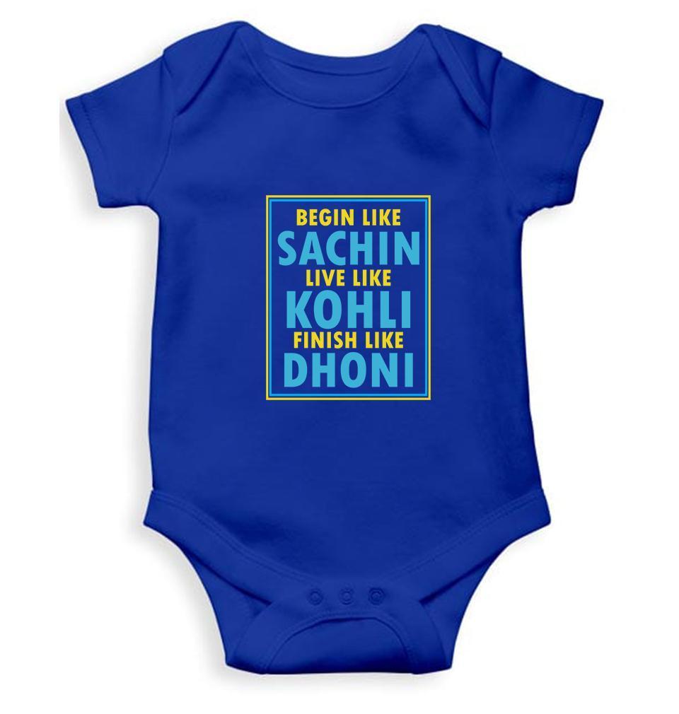 CRICKET Begin Like Sachin Live Like Kohli Finish Like Dhoni Rompers for Baby Girl- FunkyTradition FunkyTradition