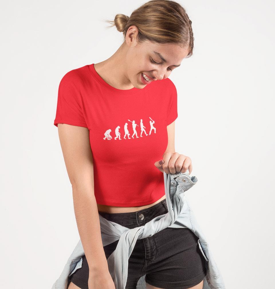 CRICKET Evolution Womens Crop Top-FunkyTradition Half Sleeves T-Shirt FunkyTradition