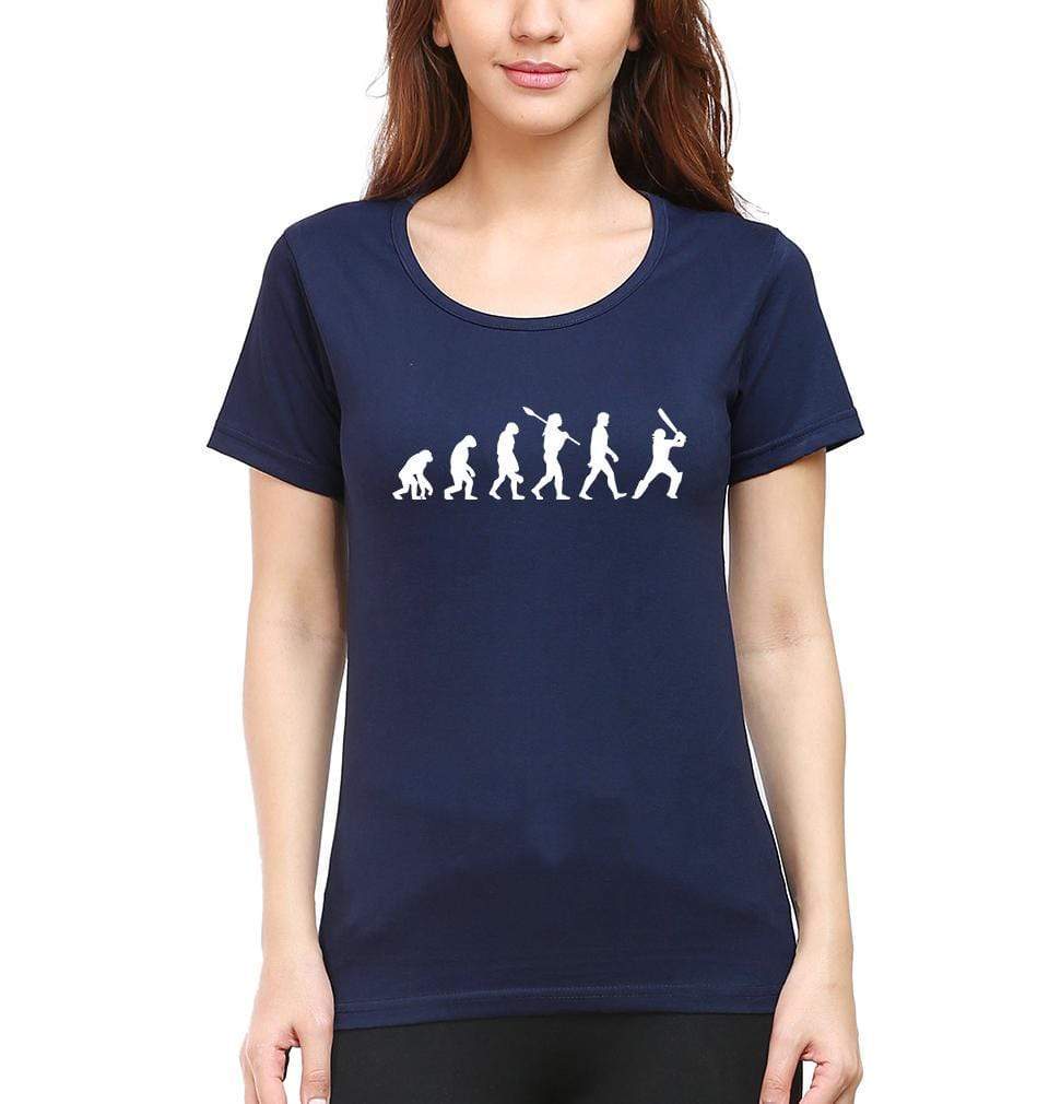 Cricket Evolution Womens Half Sleeves T-Shirts-FunkyTradition Half Sleeves T-Shirt FunkyTradition