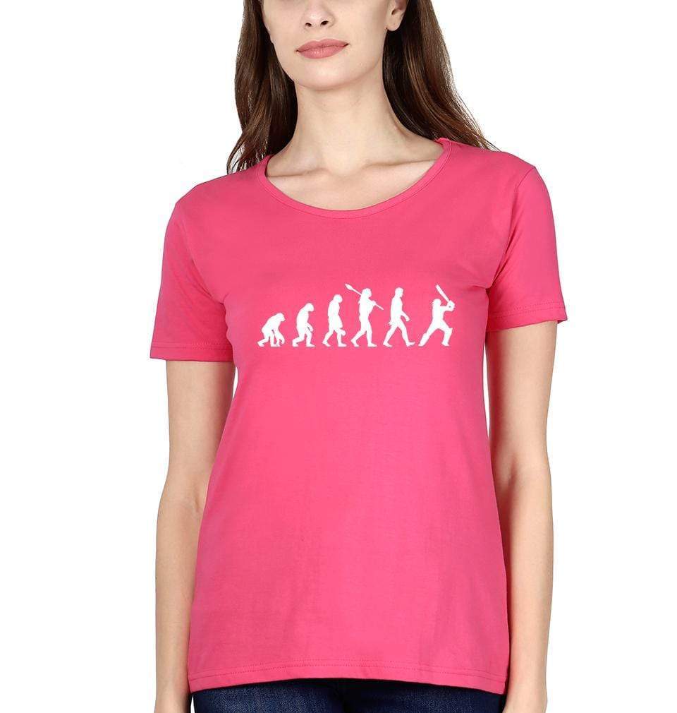 Cricket Evolution Womens Half Sleeves T-Shirts-FunkyTradition Half Sleeves T-Shirt FunkyTradition
