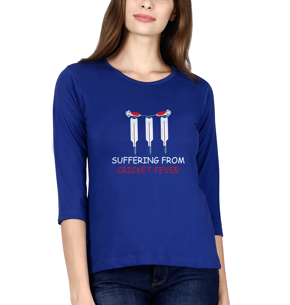 Cricket Fever Womens Full Sleeves T-Shirts-FunkyTradition Half Sleeves T-Shirt FunkyTradition