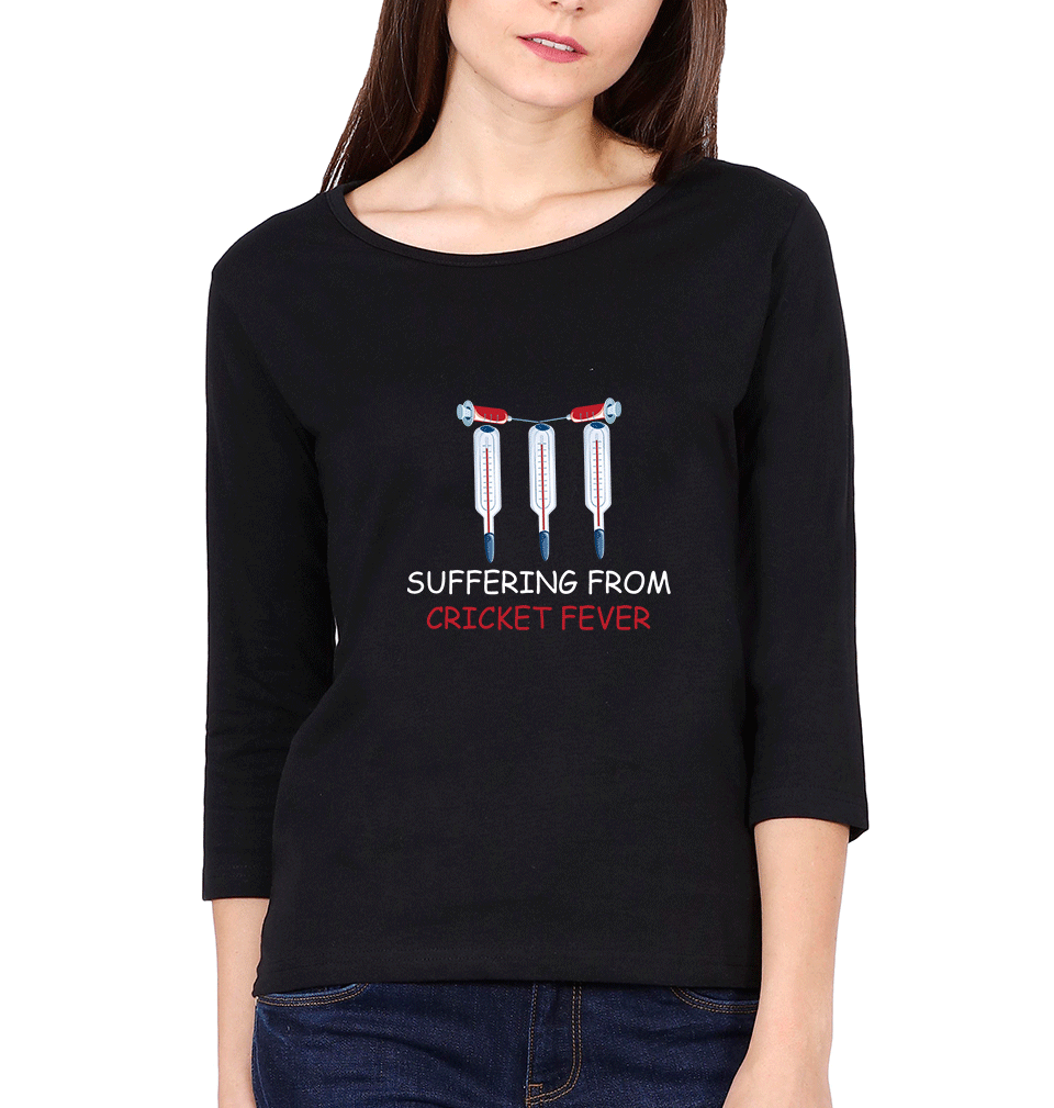 Cricket Fever Womens Full Sleeves T-Shirts-FunkyTradition Half Sleeves T-Shirt FunkyTradition