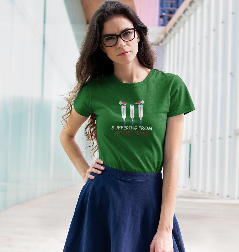 CRICKET Fever Womens Half Sleeves T-Shirts-FunkyTradition Half Sleeves T-Shirt FunkyTradition