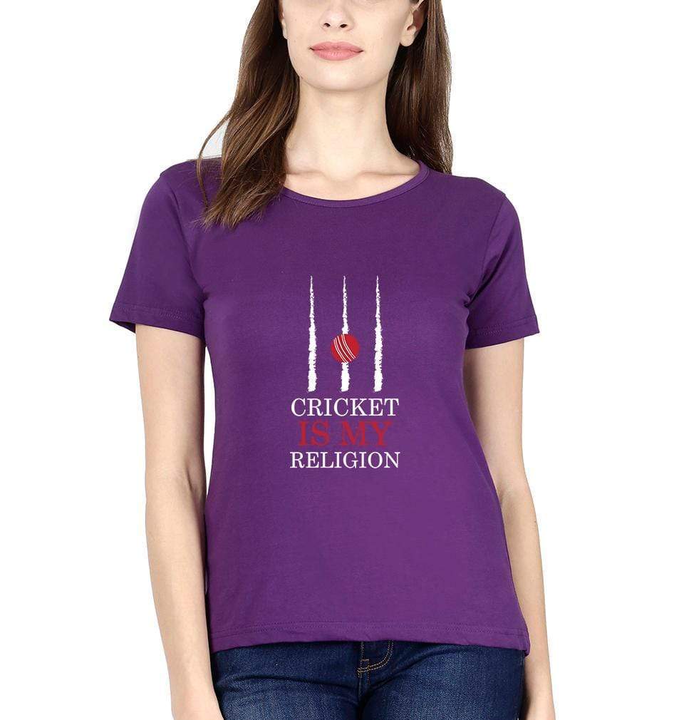 Cricket Is My Religion Womens Half Sleeves T-Shirts-FunkyTradition Half Sleeves T-Shirt FunkyTradition