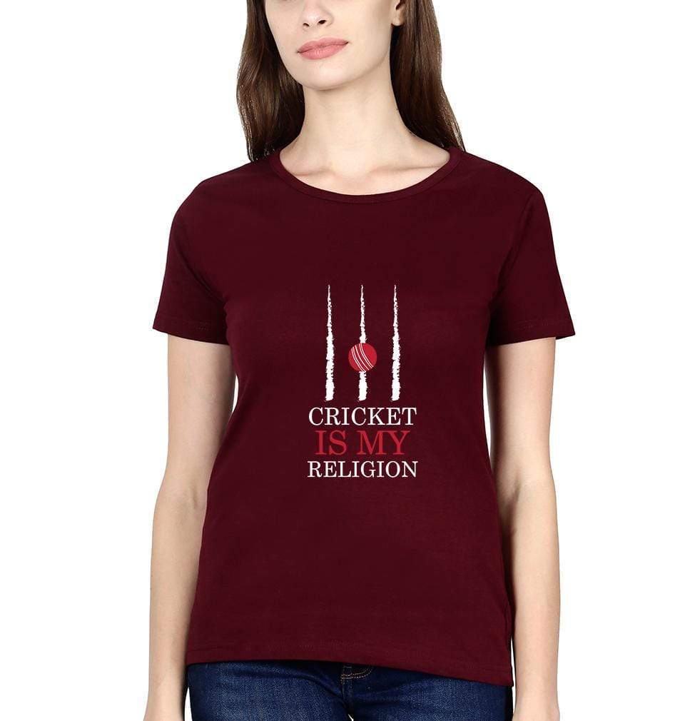 Cricket Is My Religion Womens Half Sleeves T-Shirts-FunkyTradition Half Sleeves T-Shirt FunkyTradition