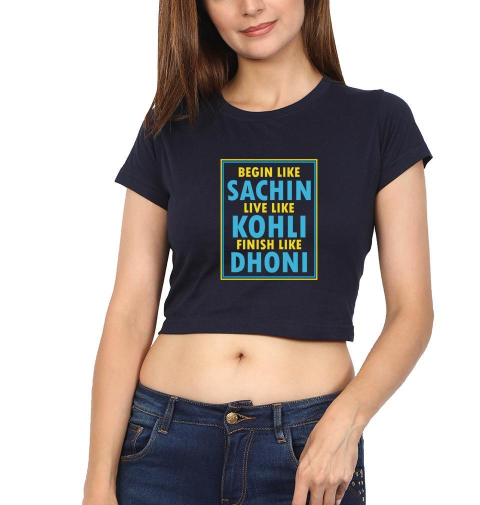 CRICKET Sachin Kohli Dhoni Womens Crop Top-FunkyTradition Half Sleeves T-Shirt FunkyTradition