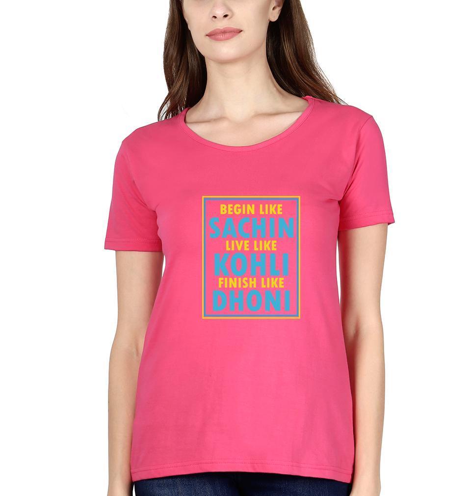 CRICKET Sachin Kohli Dhoni Womens Half Sleeves T-Shirts-FunkyTradition Half Sleeves T-Shirt FunkyTradition