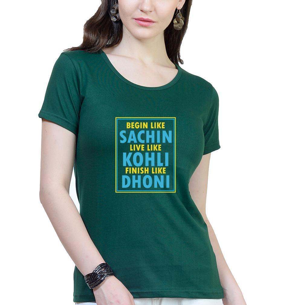 CRICKET Sachin Kohli Dhoni Womens Half Sleeves T-Shirts-FunkyTradition Half Sleeves T-Shirt FunkyTradition