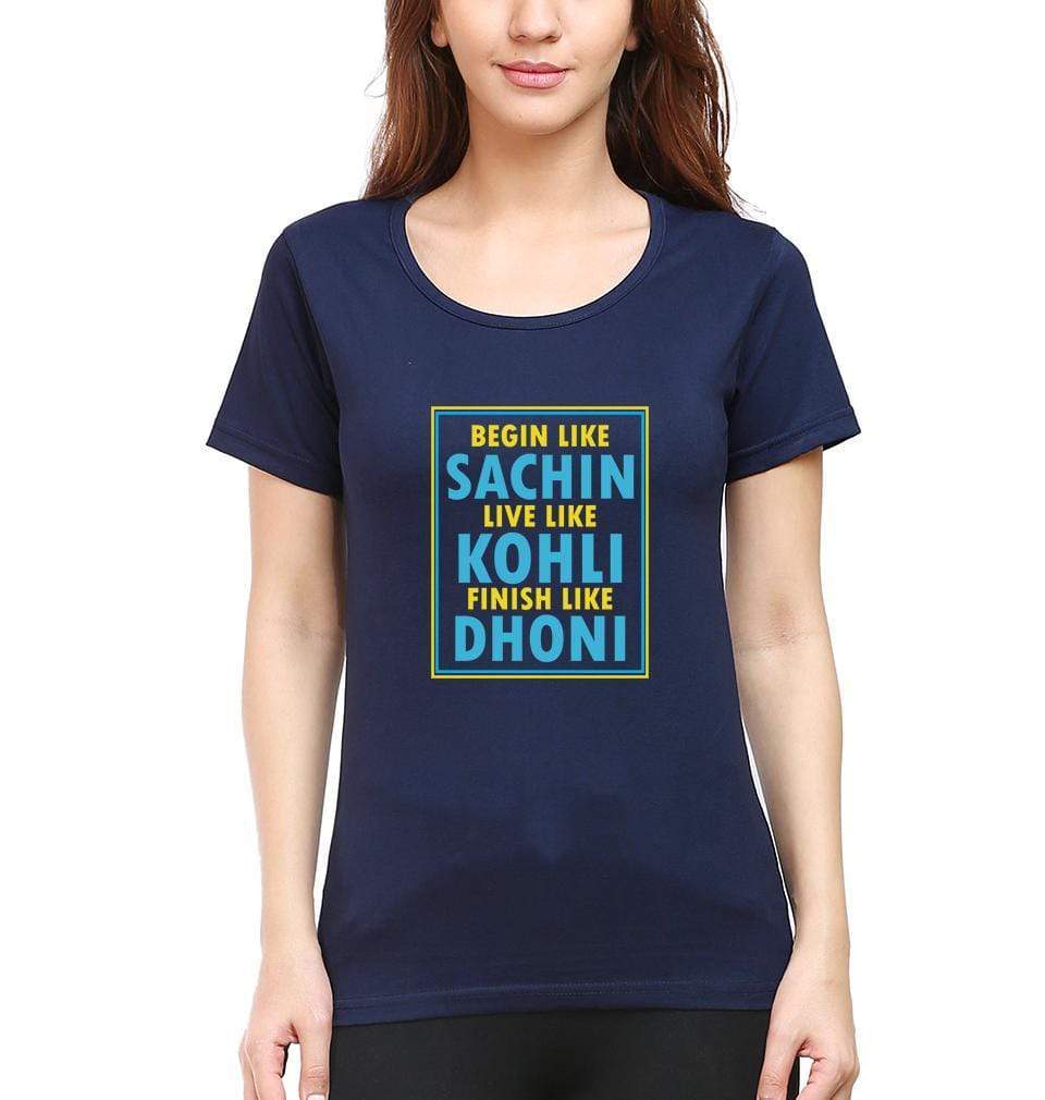 CRICKET Sachin Kohli Dhoni Womens Half Sleeves T-Shirts-FunkyTradition Half Sleeves T-Shirt FunkyTradition