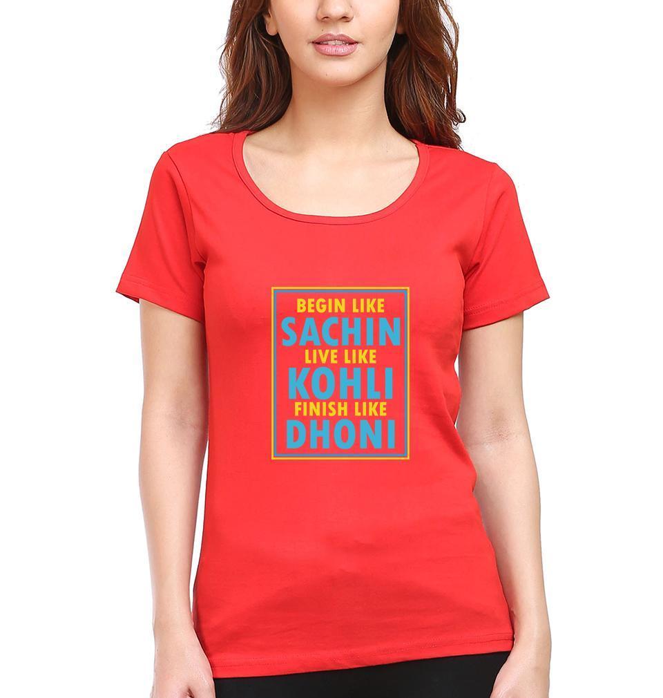 CRICKET Sachin Kohli Dhoni Womens Half Sleeves T-Shirts-FunkyTradition Half Sleeves T-Shirt FunkyTradition