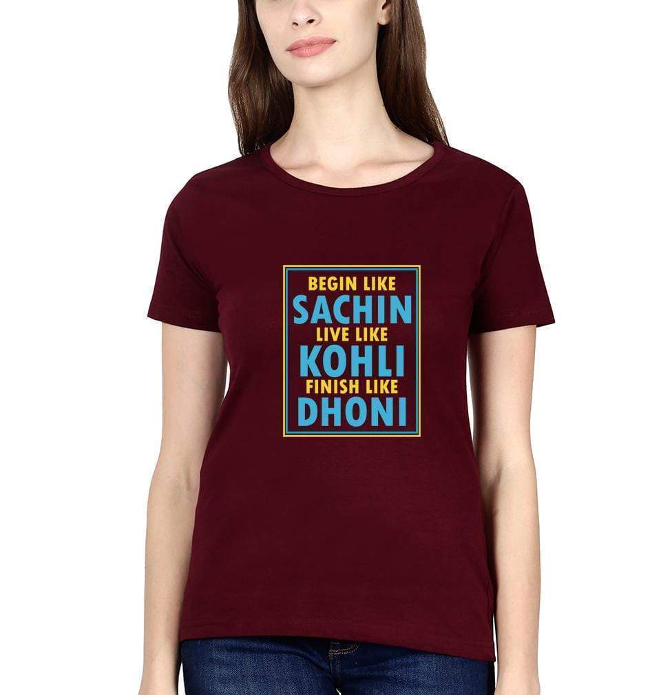 CRICKET Sachin Kohli Dhoni Womens Half Sleeves T-Shirts-FunkyTradition Half Sleeves T-Shirt FunkyTradition
