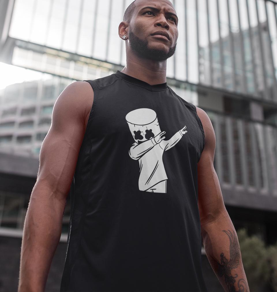 Dab Marshmello Men Sleeveless T-Shirts-FunkyTeesClub - FunkyTeesClub