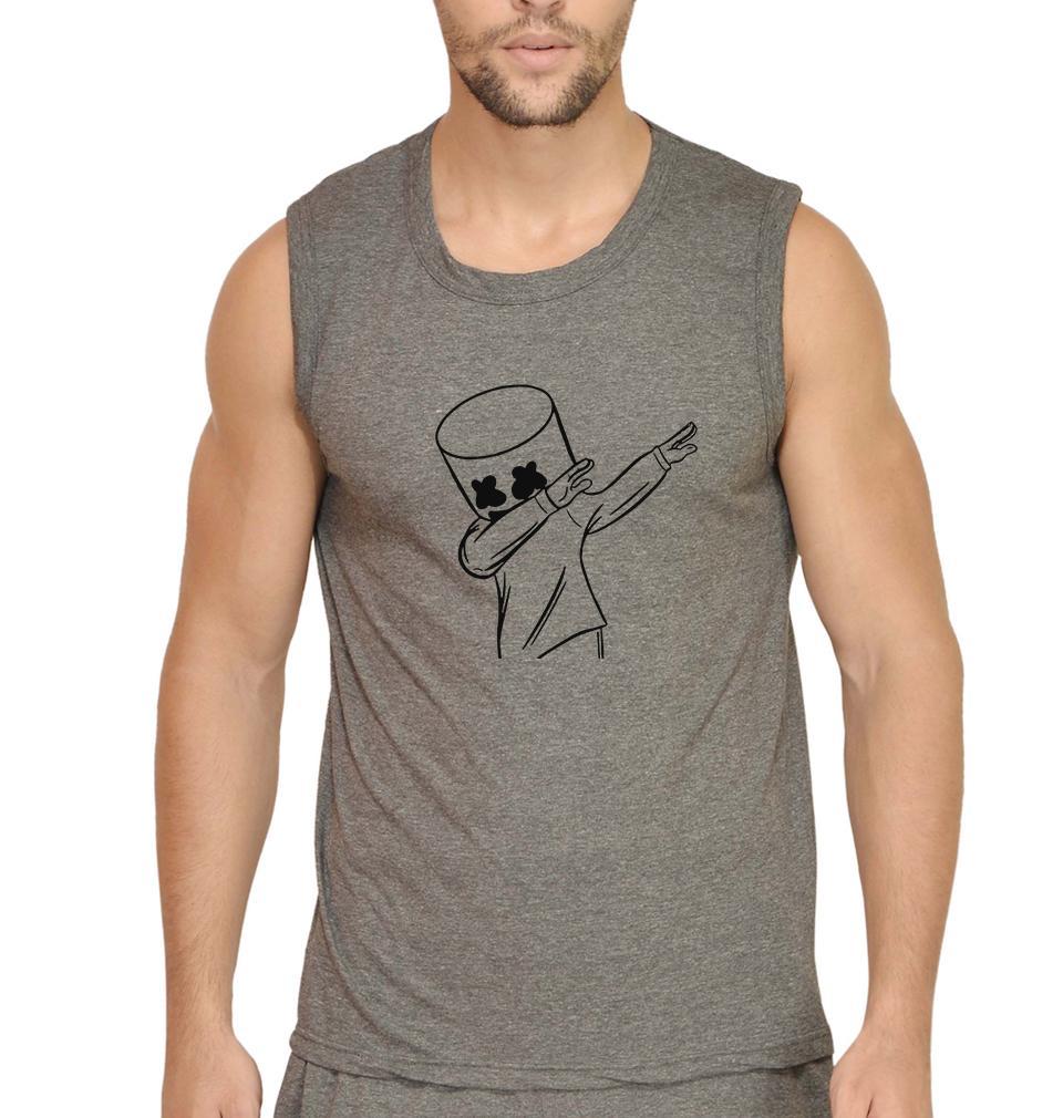 Dab Marshmello Men Sleeveless T-Shirts-FunkyTeesClub - FunkyTeesClub