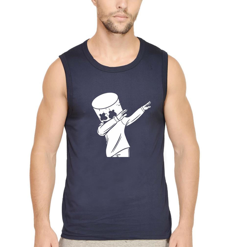 Dab Marshmello Men Sleeveless T-Shirts-FunkyTeesClub - FunkyTeesClub