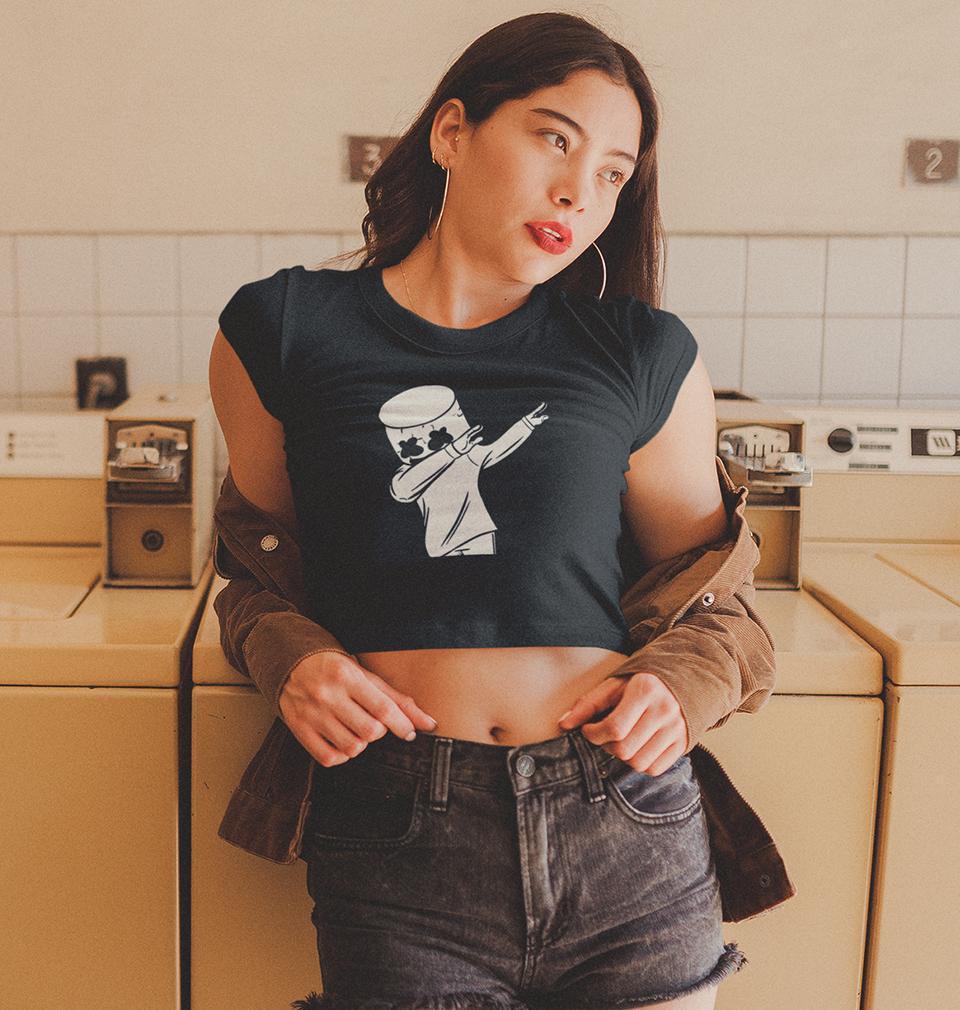 Dab Marshmello Womens Crop Top-FunkyTeesClub - FunkyTeesClub