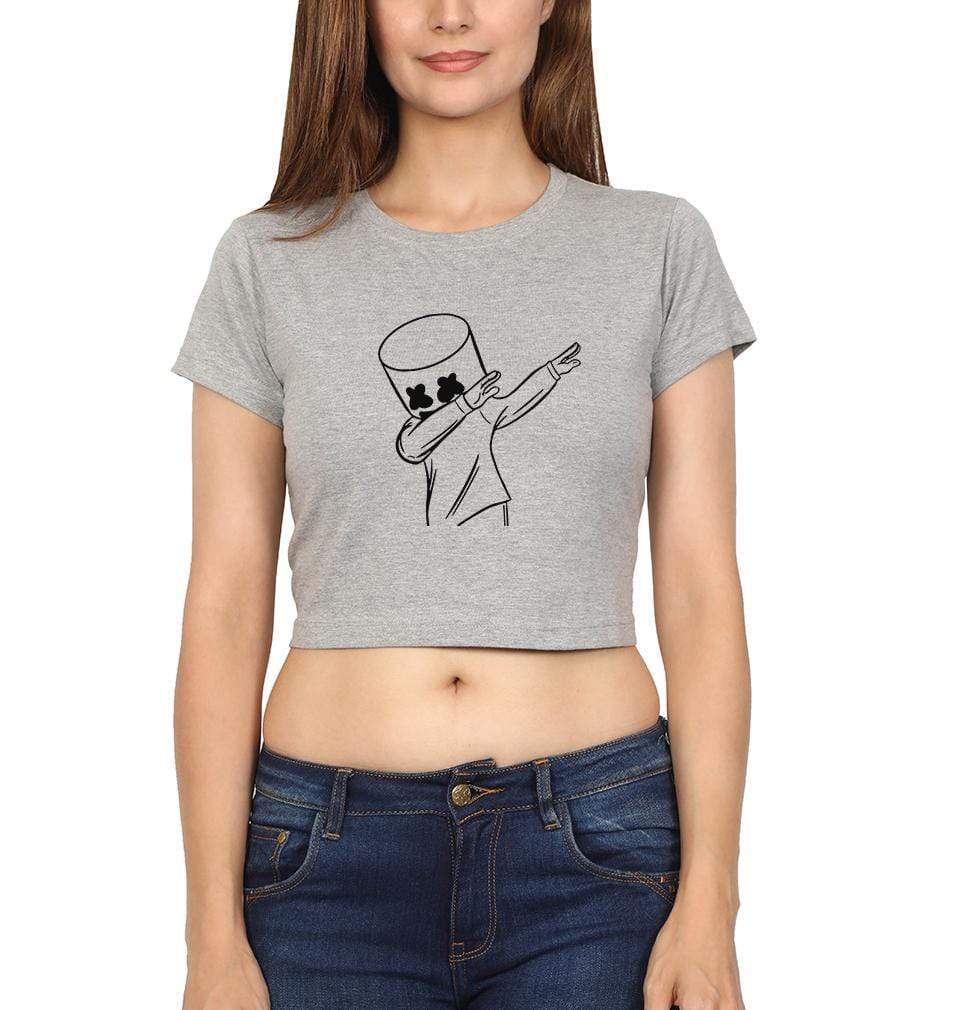 Dab Marshmello Womens Crop Top-FunkyTradition Half Sleeves T-Shirt FunkyTradition