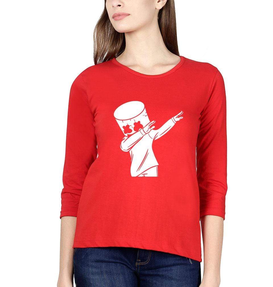 Dab Marshmello Womens Full Sleeves T-Shirts-FunkyTeesClub - FunkyTeesClub