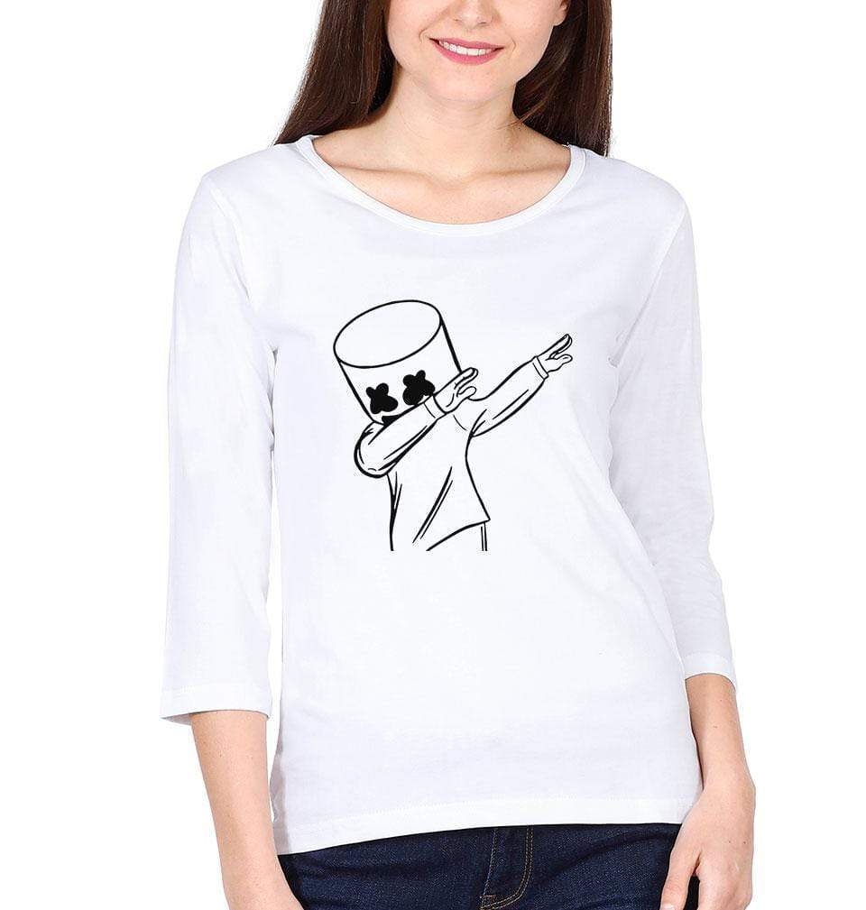 Dab Marshmello Womens Full Sleeves T-Shirts-FunkyTradition Half Sleeves T-Shirt FunkyTradition