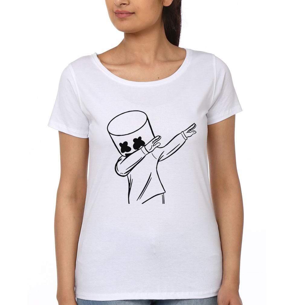 Dab Marshmello Womens Half Sleeves T-Shirts-FunkyTeesClub - FunkyTeesClub