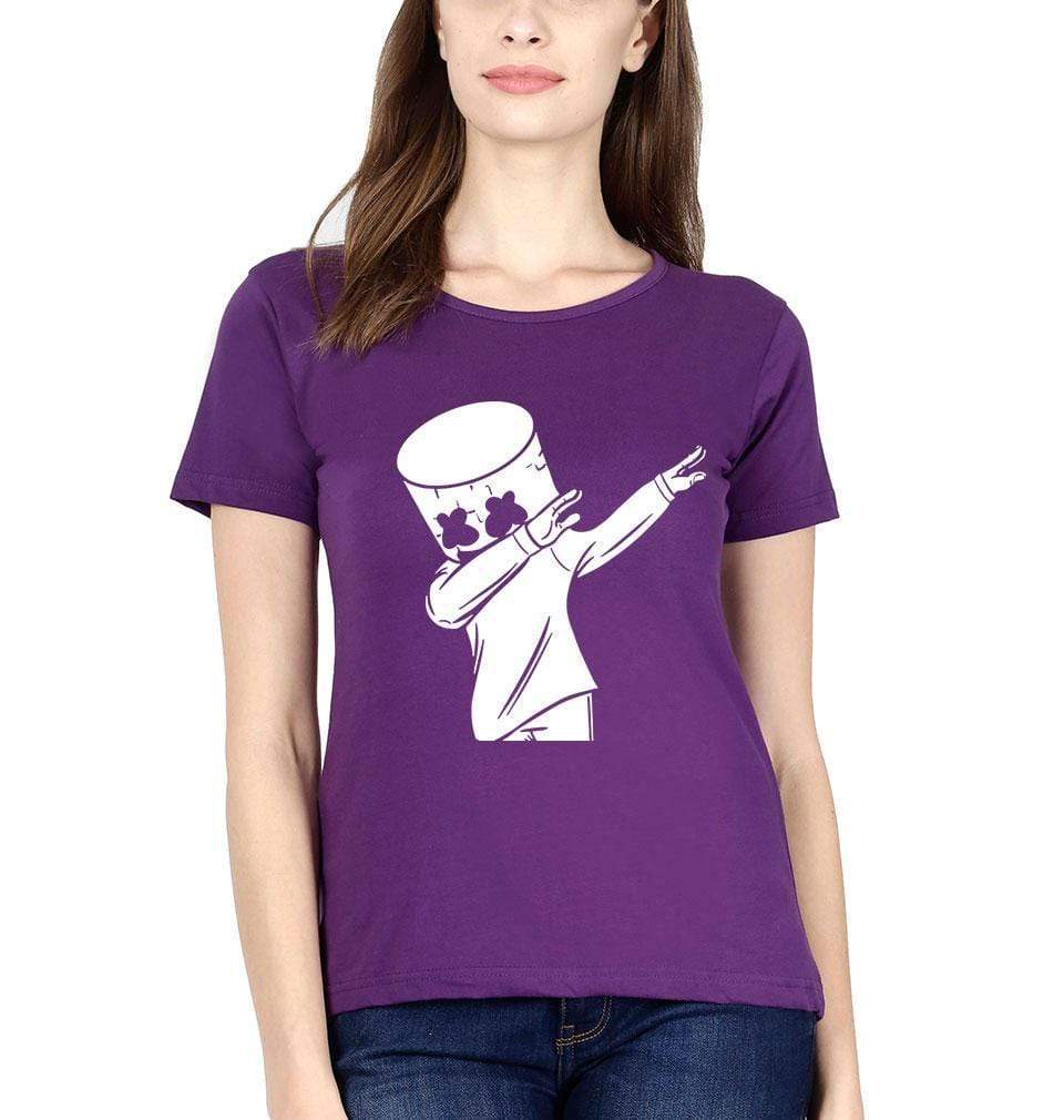 Dab Marshmello Womens Half Sleeves T-Shirts-FunkyTeesClub - FunkyTeesClub