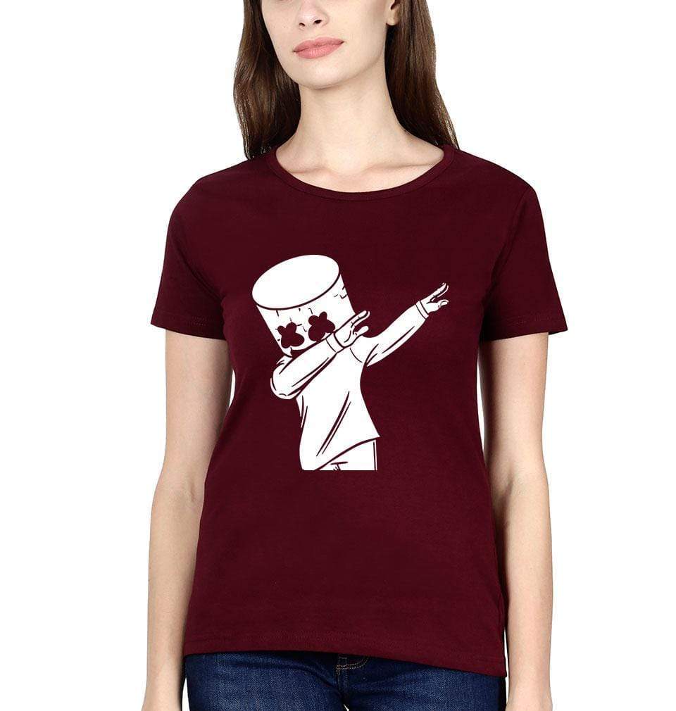 Dab Marshmello Womens Half Sleeves T-Shirts-FunkyTeesClub - FunkyTeesClub