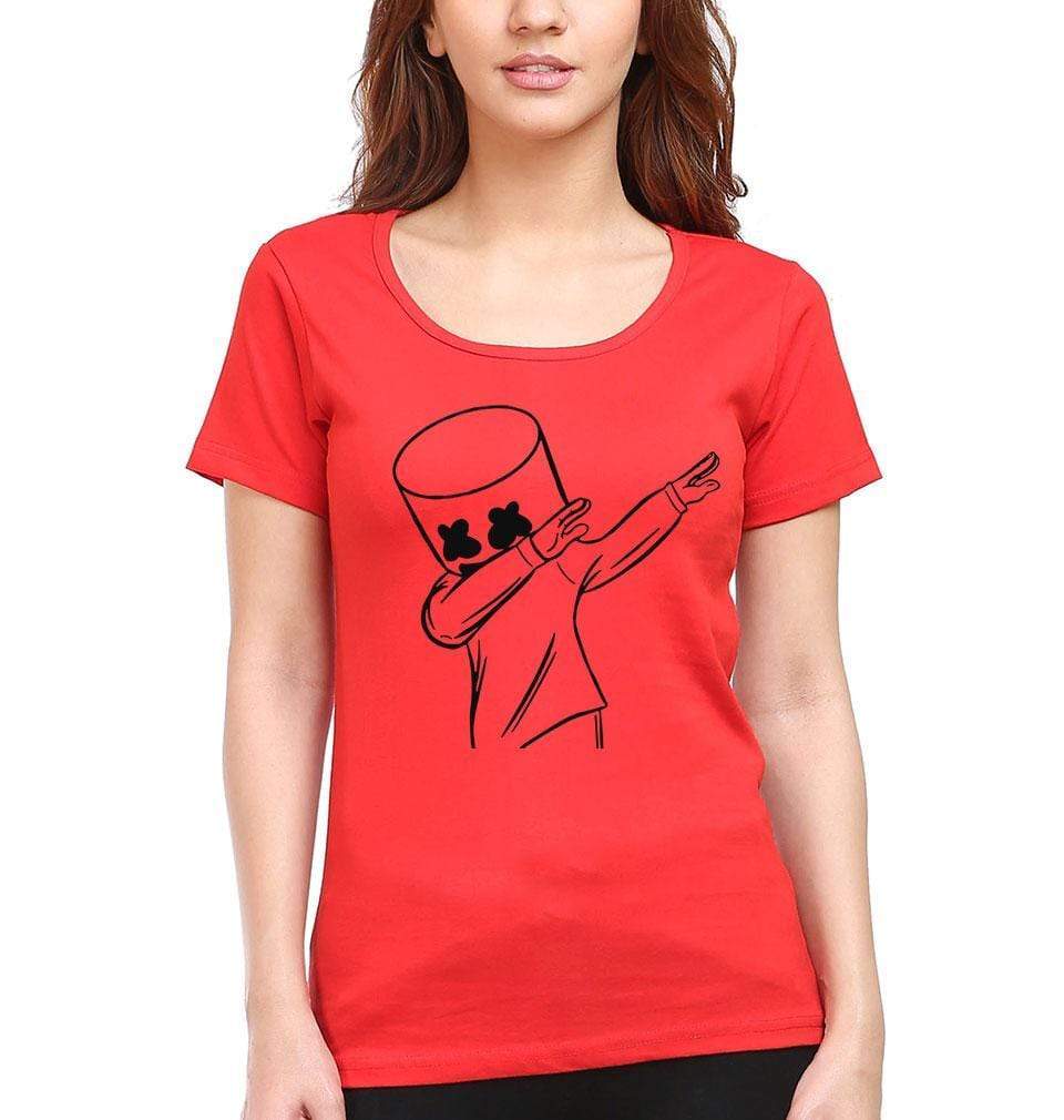 Dab Marshmello Womens Half Sleeves T-Shirts-FunkyTeesClub - FunkyTeesClub