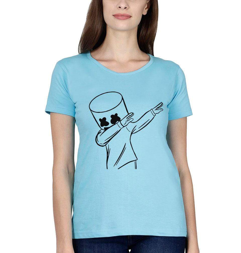Dab Marshmello Womens Half Sleeves T-Shirts-FunkyTeesClub - FunkyTeesClub