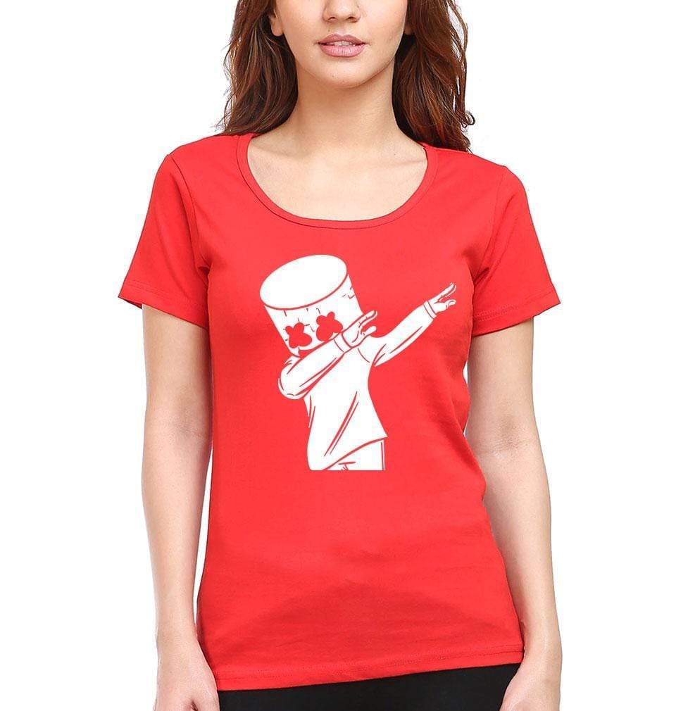 Dab Marshmello Womens Half Sleeves T-Shirts-FunkyTeesClub - FunkyTeesClub