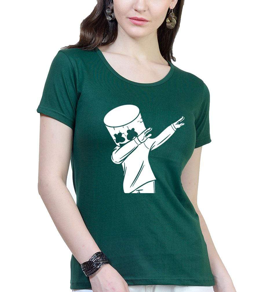Dab Marshmello Womens Half Sleeves T-Shirts-FunkyTeesClub - FunkyTeesClub