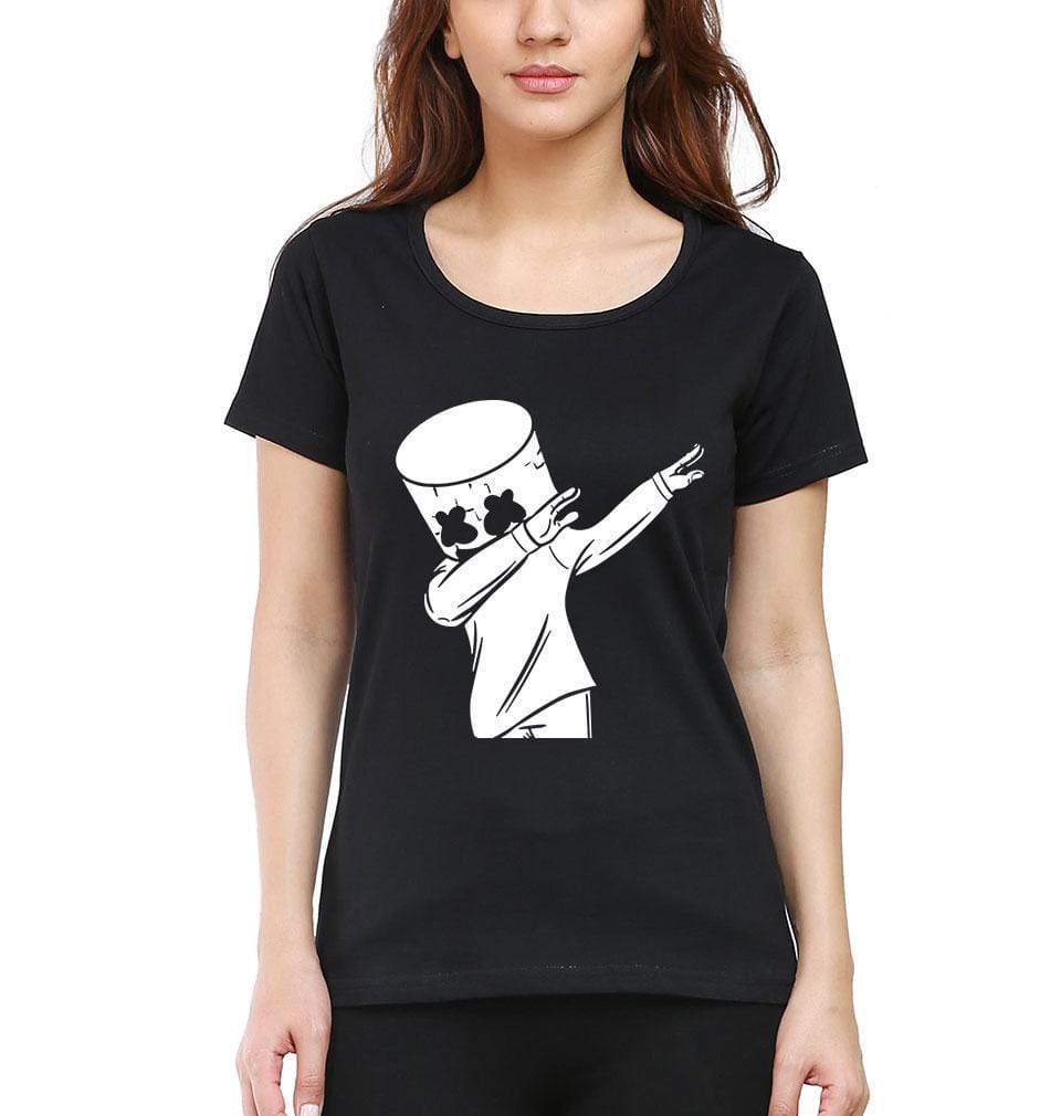 Dab Marshmello Womens Half Sleeves T-Shirts-FunkyTeesClub - FunkyTeesClub