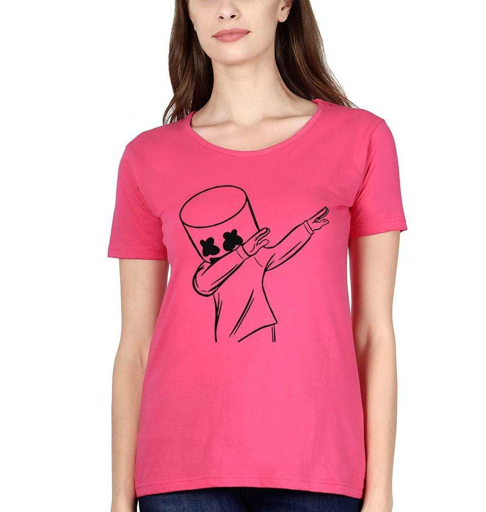 Dab Marshmello Womens Half Sleeves T-Shirts-FunkyTeesClub - FunkyTeesClub