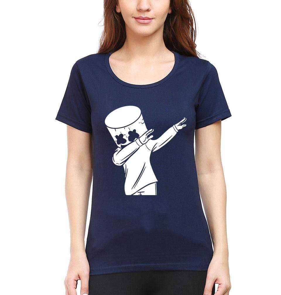 Dab Marshmello Womens Half Sleeves T-Shirts-FunkyTeesClub - FunkyTeesClub