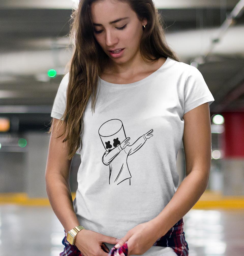 Dab Marshmello Womens Half Sleeves T-Shirts-FunkyTradition Half Sleeves T-Shirt FunkyTradition