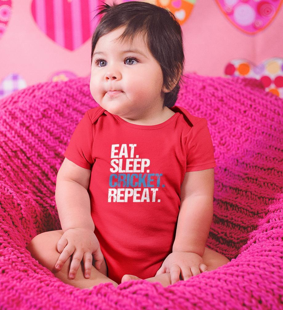 Eat Sleep Cricket Repeat Rompers for Baby Girl- FunkyTradition FunkyTradition